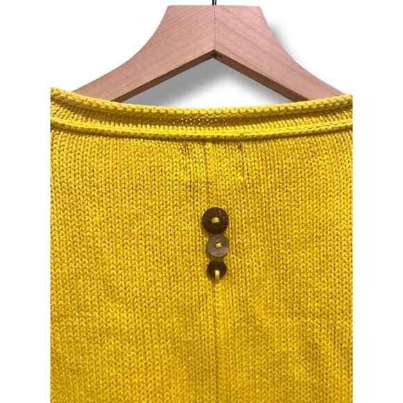 Pure Handknit Yellow Cotton Button Detail Sweater L/XL Hand Knit Canada Thailand - Picture 8 of 14